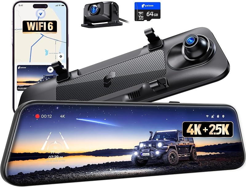 pelsee s12 pro mirror dash cam