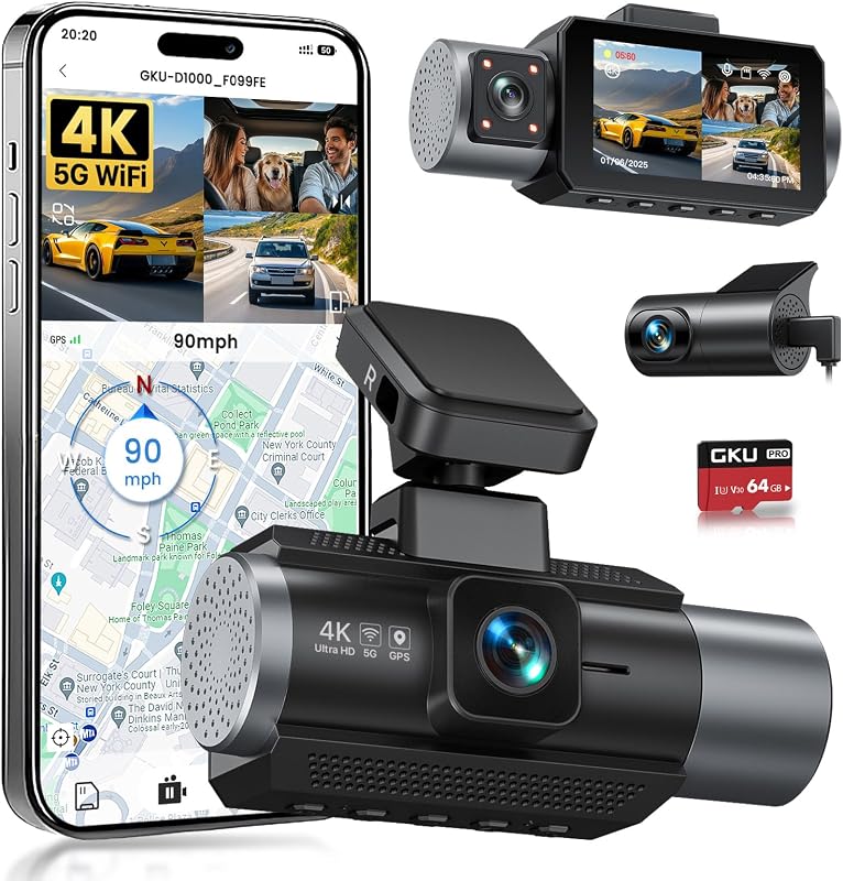 gku 4k+4k dash cam front and rear